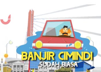 Ilustrasi Banjir Cimindi. Uwo- jenggala.id