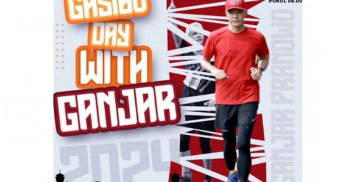 Calon Presiden PDI Perjuangan Ganjar Pranowo siap merahkan kota Bandung dengan lari pagi di Kawasan Gasibu Bandung