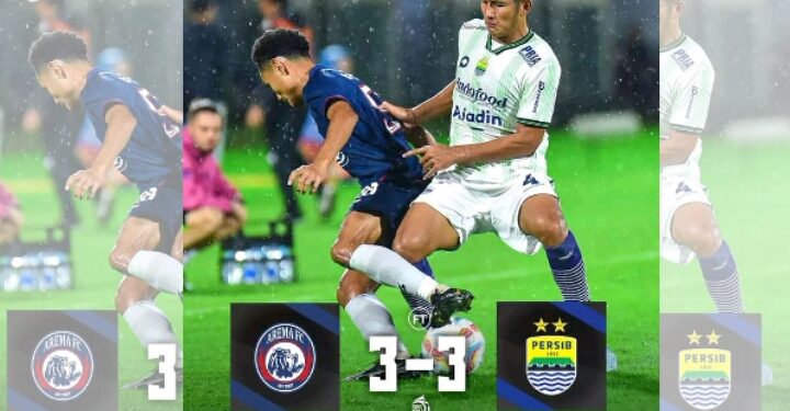 Persib Bandung hanya mampu membawa satu poin saat tandang ke Markas Arema FC di Stadion I Wayan Dipta, Jumat, 7 Juli 2023