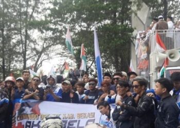 Mantan Puluhan Anggota Geng Motor Cikarang Gelar Aksi Palestina