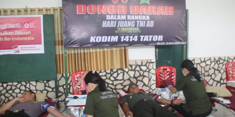 108 Orang Berpartisipasi Bakti Sosial Donor Darah Rangka Hari Juang TNI AD Ke 78