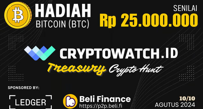 Buruan! CryptoWatch Gelar “Treasury Crypto Hunt” Berhadiah Bitcoin Senilai Rp 25 Juta