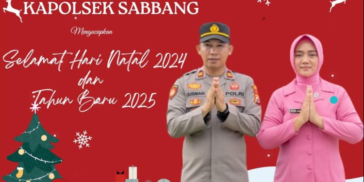 IPTU Jusman dan Ketua Bhayangkari Ranting Sabbang, Ucapkan Natal untuk Songsong Tahun Baru