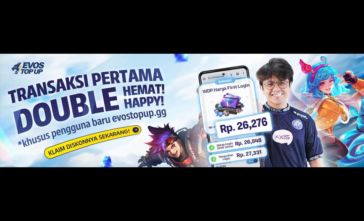 EVOS Fams, Buat Kamu yang Pertama Kali Login di EVOS TOP UP: Dapat 3% Cashback
